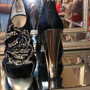 H by Halston Heels with rhinestones